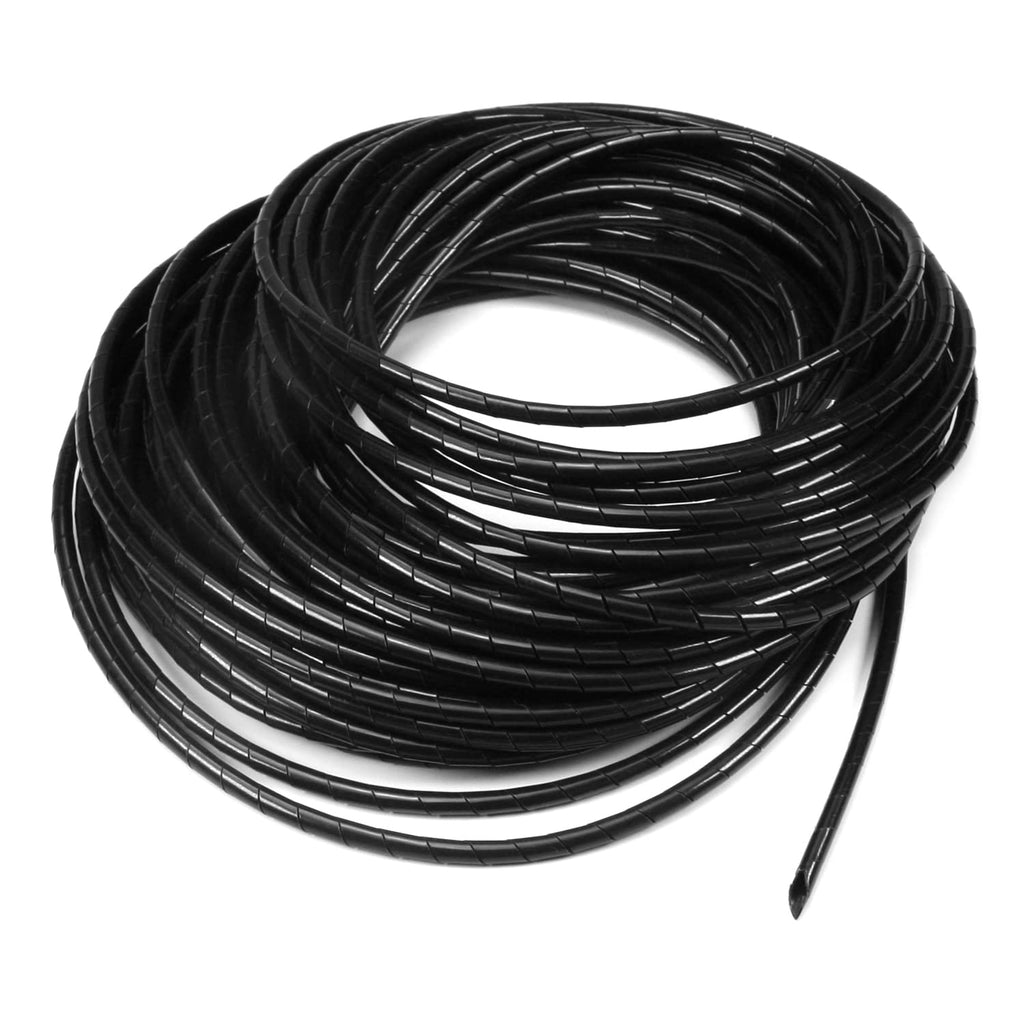  [AUSTRALIA] - Bettomshin 1Pcs 50 Feet PE Spiral Cable Wrap, Wire Cord Covers for TV Computer Electrical Wire Organizer, Tangle Stop and Detangler Black