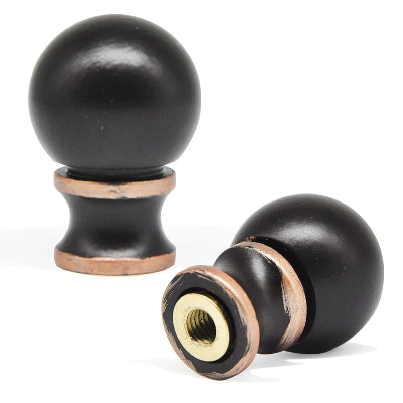  [AUSTRALIA] - Ball Lamp Finial Cap Knob for Lamp Shade Top,Solid Lamp Finial Caps,Heavy Metal Top Screw Finial for Table or Floor Lamps,1/4-27 Inch Threaded Base Connect to Lamp Harp Black / 2-pack