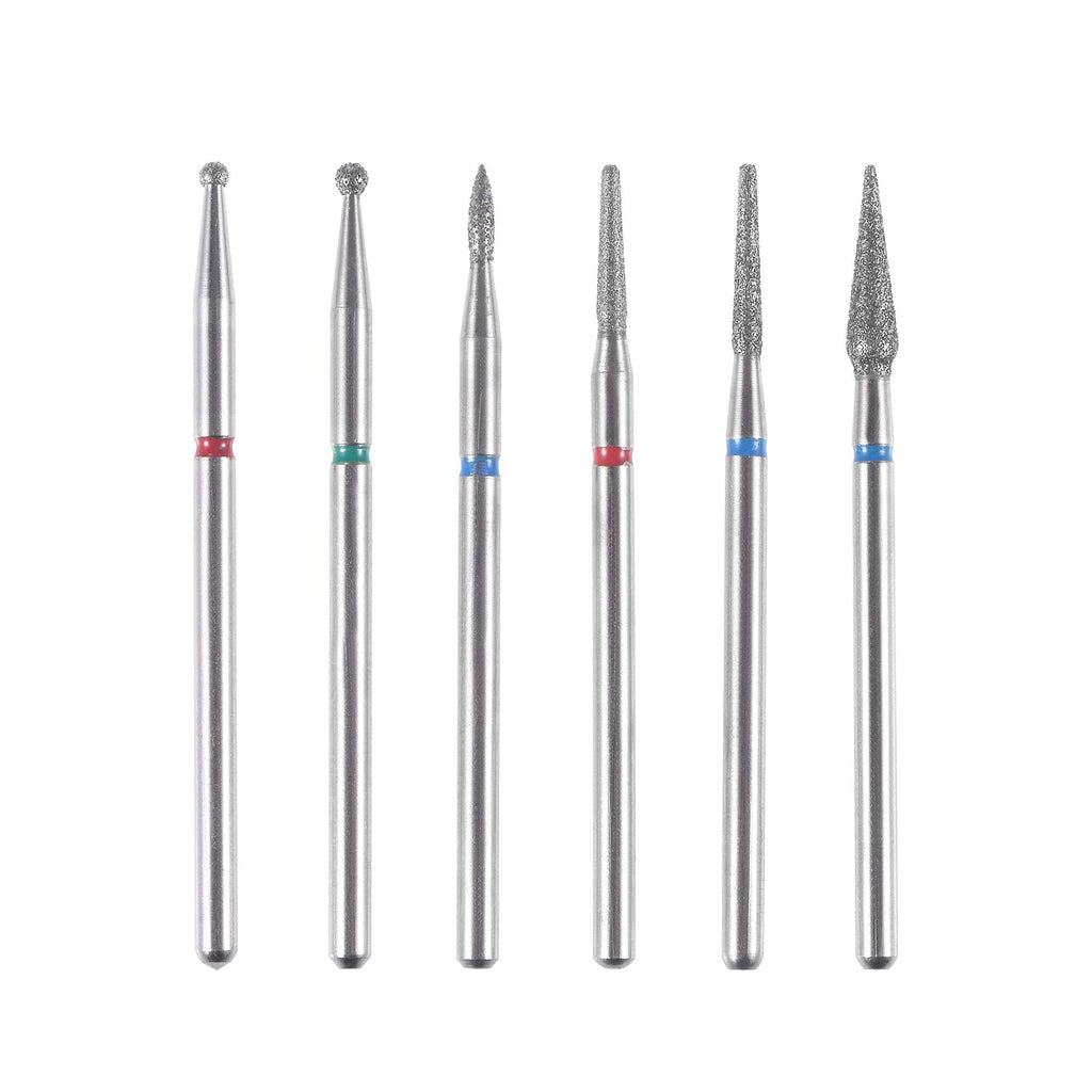  [AUSTRALIA] - uxcell Diamond Coated Grinding Head Drill Bit Set Polishing Trimming Carving Accessories for Rotary Tools, Assorted Shape 6pcs