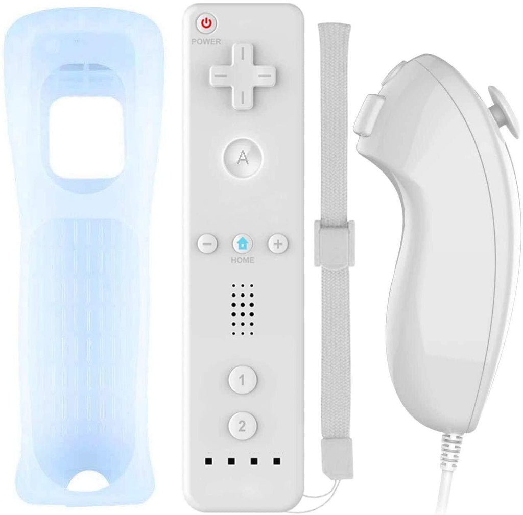  [AUSTRALIA] - Wii Wireless Remote Motion Controller, Built-in Motion Plus Controller Remoto e Nunchuck con Custodia in Silicone per Wii (White) White