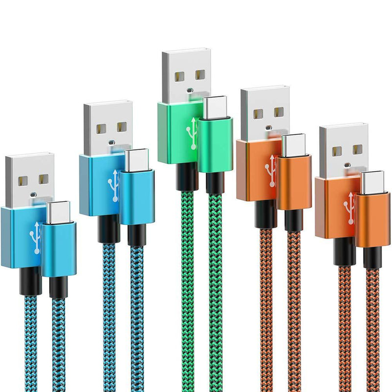  [AUSTRALIA] - USB C Cable, XIAE& [5Pack, 6 ft] Type C Charger Nylon Braided Cable, USB A to Type C Cable Fast Charge for Samsung Galaxy S20 Note 10, LG V20, Google Pixel, Moto Z2 and Other USB C Charger (Colorful)