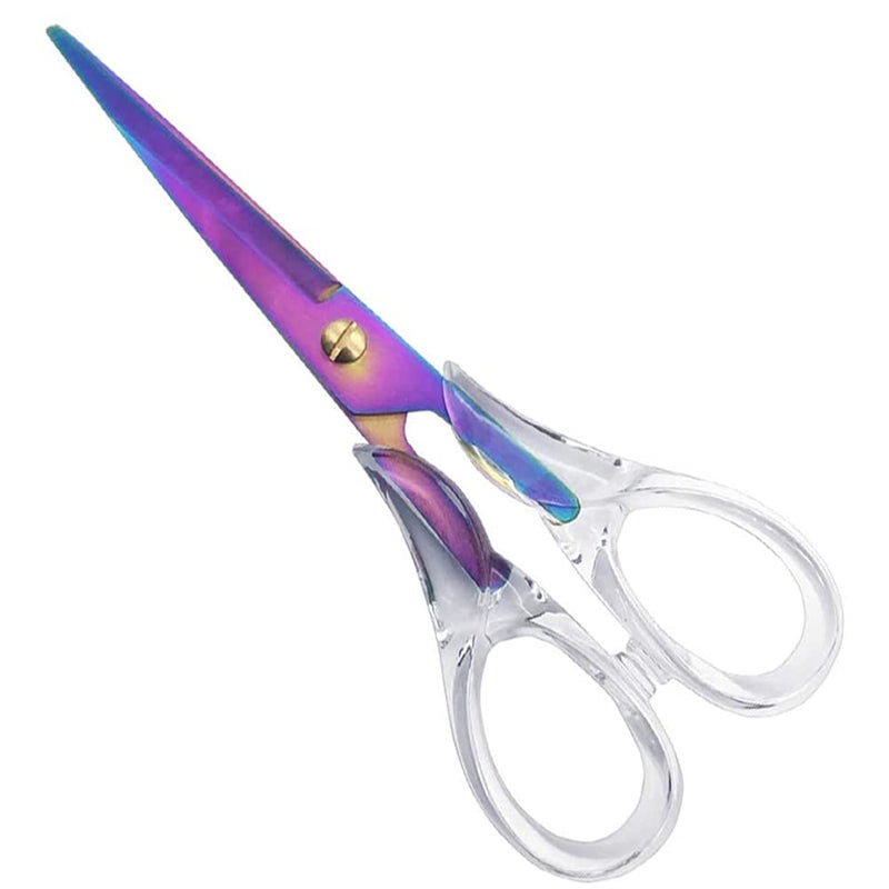  [AUSTRALIA] - Acrylic Scissors,Multipurpose Stylish Scissors, Stainless Steel Scissors with Clear Acrylic Handle, Stationery Paper Cutting Tool for Office, Home, School (Rainbow)