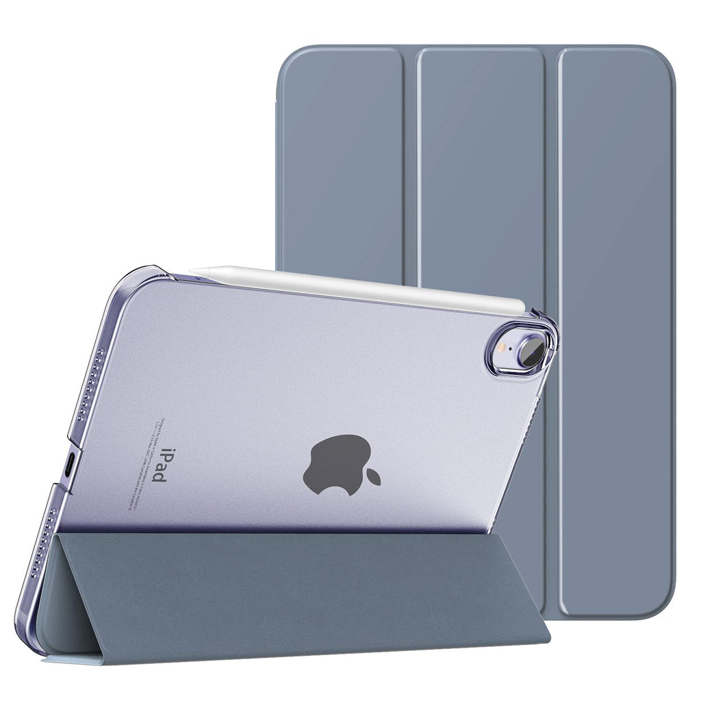  [AUSTRALIA] - MoKo Case Fit New iPad Mini 6 2021 (6th Generation, 8.3-inch) - Slim Lightweight Hard Clear Back Shell Stand Cover with Translucent Frosted Back Protector, with Auto Wake/Sleep, Grey Purple