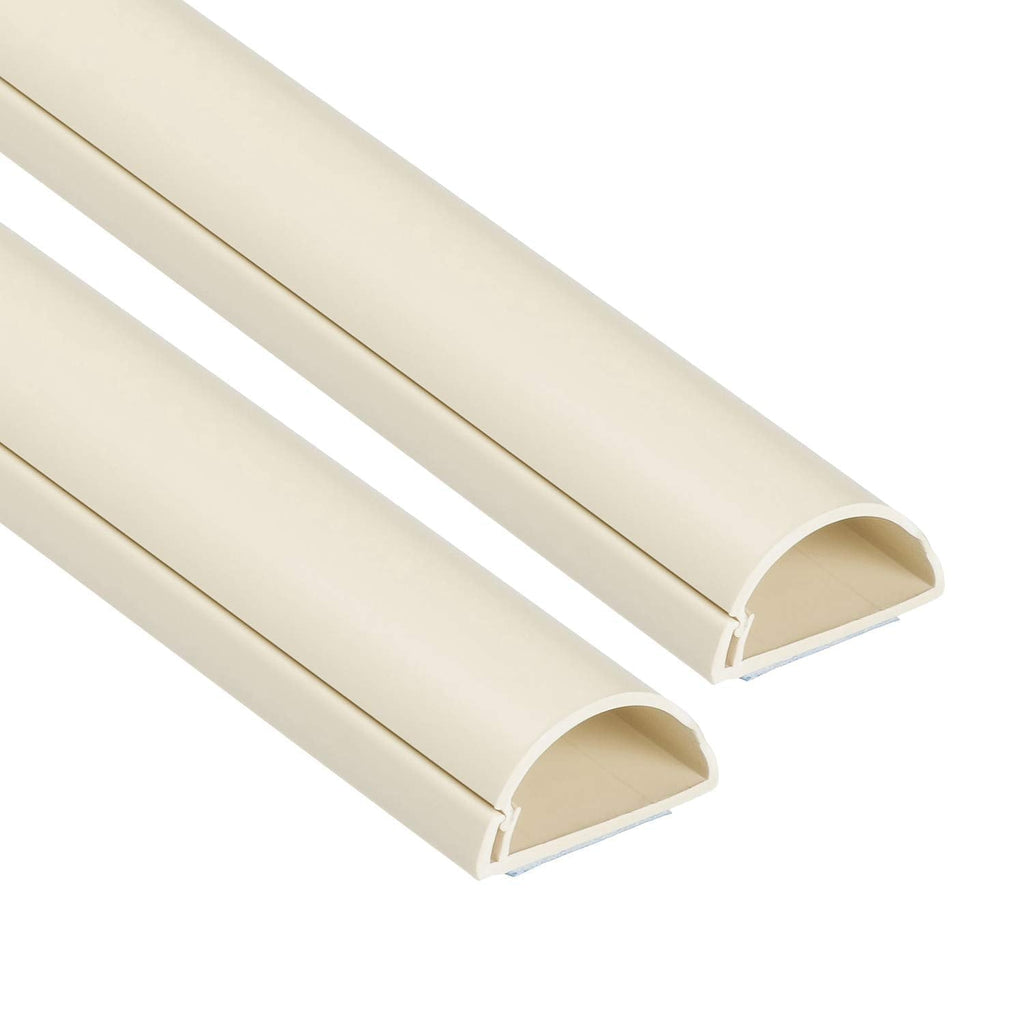  [AUSTRALIA] - D-Line 78" Cord Cover, Half Round Cable Raceway, Paintable Self-Adhesive Cord Hider, TV Wire Hider, Electrical Cord Management - 2X 1.18 (W) x 0.59" (H) x 39" Lengths (Medium, Mini) - Beige Medium 2-Pack