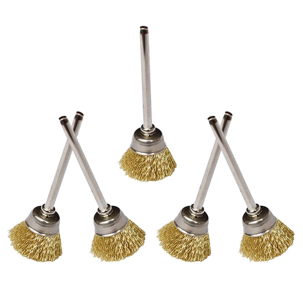  [AUSTRALIA] - Albedel 5 pcs Brass Wire Brushes Bowl-shaped Wheels Polishing 1/2" Dia w/Shank 1/8" for Rotary Tools