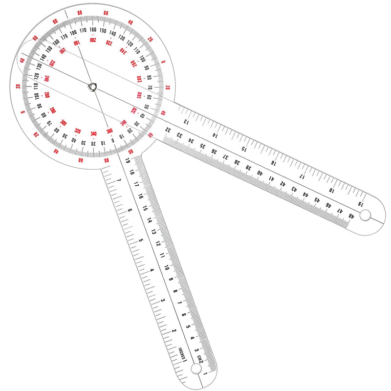  [AUSTRALIA] - 12 Inch Goniometer Transparent Orthopedic Angle Ruler Plastic Goniometer 360 Degree for Body Measuring Tape Goniometer Protractor Ruler (1) 1