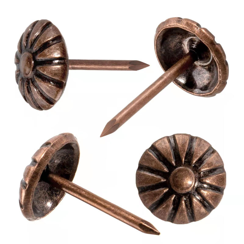  [AUSTRALIA] - Upholstery Tacks for Decorative, Furniture Tacks Nails for Upholstery Decorative, 7/16 Inch Upholstery Nails for Furniture DIY Decorative, Daisy Upholstery Tacks Red Copper,100PCS 100