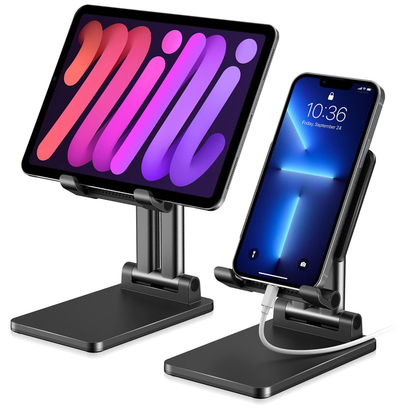  [AUSTRALIA] - Yootech [2 Pack] Tablet Stand, Adjustable&Foldable Desktop iPad Stand Holder, Compatible with 2021 iPad Mini 6 Air Pro, Samsung and Kindle Tablets, Switch, Portable Monitor, Phones(4-13inch) Black