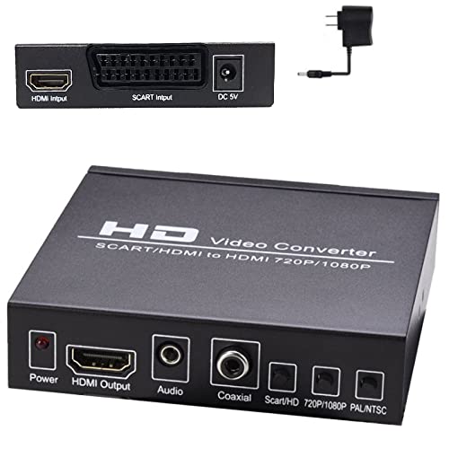  [AUSTRALIA] - YOTOCAP SCART / HDMI to HDMI 720P / 1080P HD Video Converter SCART to HDMI Adapter Switch with PAL/ NTSC Video Scaler, Audio 3.5mm Coaxial Output.