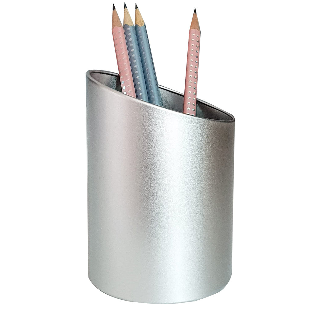  [AUSTRALIA] - Produco Metal Mesh Diagonal Pen Pencil Cup Holder Stand Office Desk Organizer Makeup Brush Holder, Silver