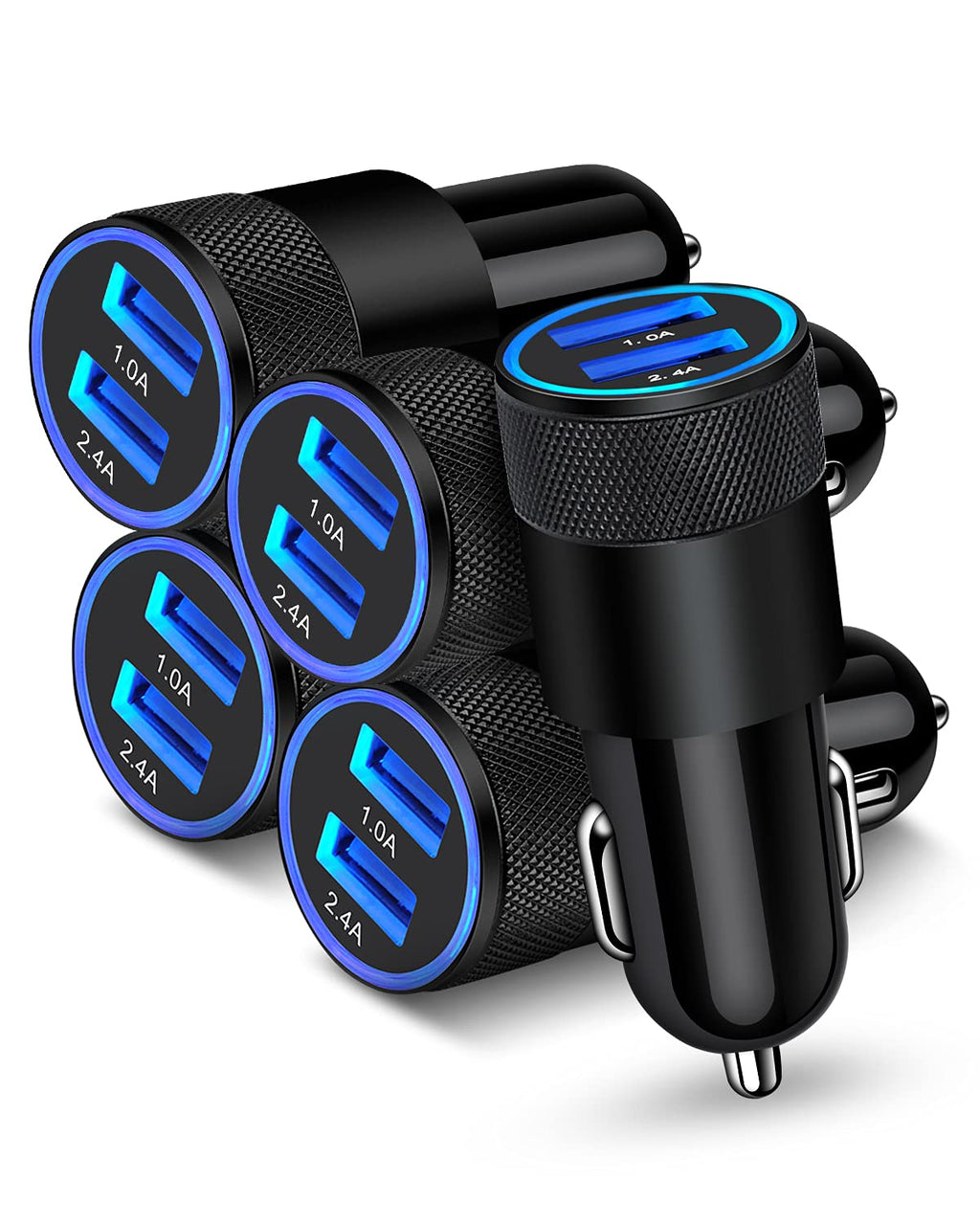  [AUSTRALIA] - [5pcs] Car Charger Adapter, AILKIN USB Multi Port Cigarette Lighter Fast Charging Power Block Plug for iPhone Pro 12 Max XR, Samsung Galaxy S21 Ultra S8, Lg, Moto, 3.4A Dual Cargador Carro for Car Black