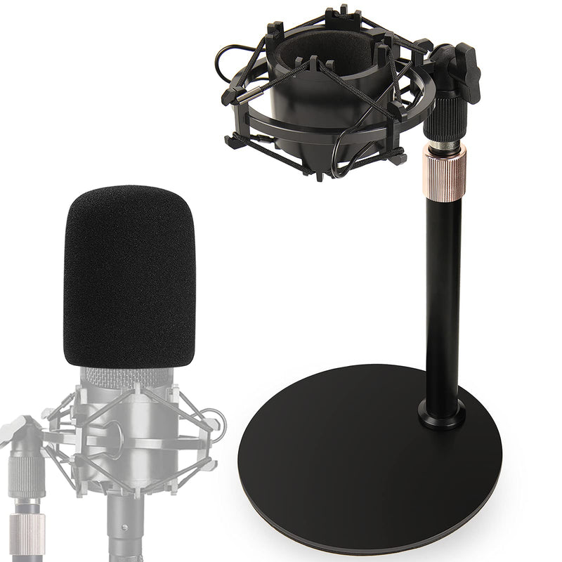  [AUSTRALIA] - AT2020 Desktop Mic Stand, Adjustable Height Table Mic Stand with Shock Mount, Pop Filter Windscreen, 1/4 to 3/8 Metal Adapter, Metal Weighted Base, for AT2020 AT2020USB AT2020USB+ AT2035 Mic by Rigych