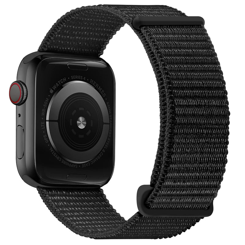  [AUSTRALIA] - Oxwallen Nylon Velcro Comfortable Sport Loop Band Compatible with Apple Watch 7 41mm 38mm 40mm, Adjustable Braided Fabric Strap for Women Men fit iWatch SE & Series 7 6 5 4 3, Black For iWatch 41/38/40MM ( wrist 5.55"-7.36")