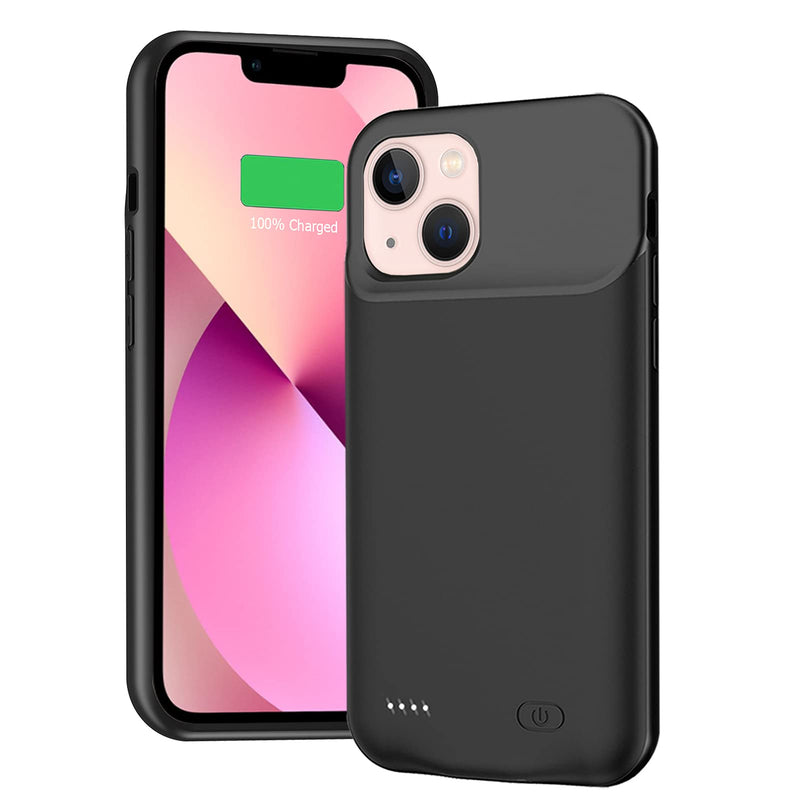  [AUSTRALIA] - Battery Case for iPhone 13 Mini, 6000mAh Ultra-Slim Portable Charger Case Rechargeable Battery Pack Charging Case Compatible with iPhone 13 Mini (5.4 inch)-Black Black