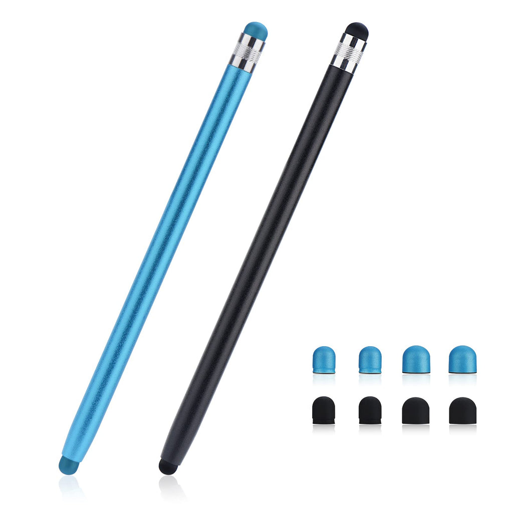  [AUSTRALIA] - Stylus Pens for Touch Screens (2 Pcs), Capacitive Stylus 2 in 1 Tips Sensitivity Pen for iPad iPhone Tablets Samsung Galaxy All Universal Touch Screen Devices - Black/Blue