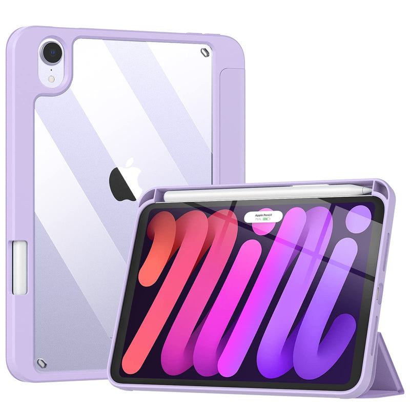  [AUSTRALIA] - TiMOVO Case for New iPad Mini 6th Generation, iPad Mini 6 Case(8.3-inch, 2021) with Pencil Holder, Support Touch ID and iPencil Charging with Clear Transparent Back & Auto Wake/Sleep - Taro Purple