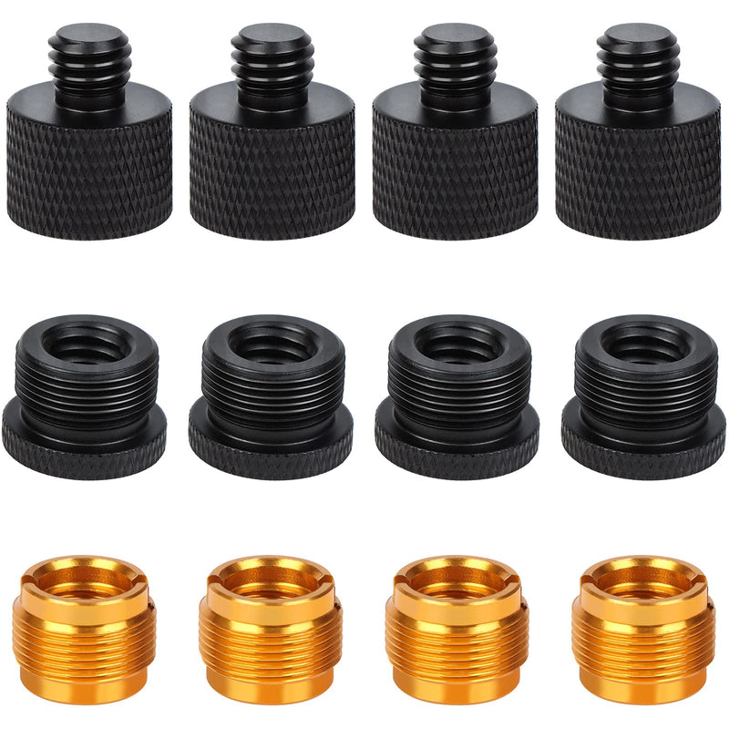  [AUSTRALIA] - 12 Pieces Mic Thread Adapter Set Mic Stand Adapter Microphone Mic Screw Nut Clip Adapters 5/8 Female to 3/8 Male and 3/8 Female to 5/8 Male Screw Adapter