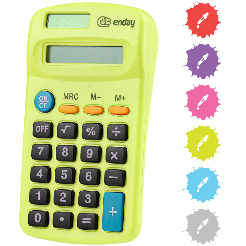  [AUSTRALIA] - Calculator Green, Basic Small Solar and Battery Operated, Large Display Four Function, Auto Powered Handheld Calculator School and Kids Available in Blue, Red, Purple, Grey, Pink, 1 PK – by Enday