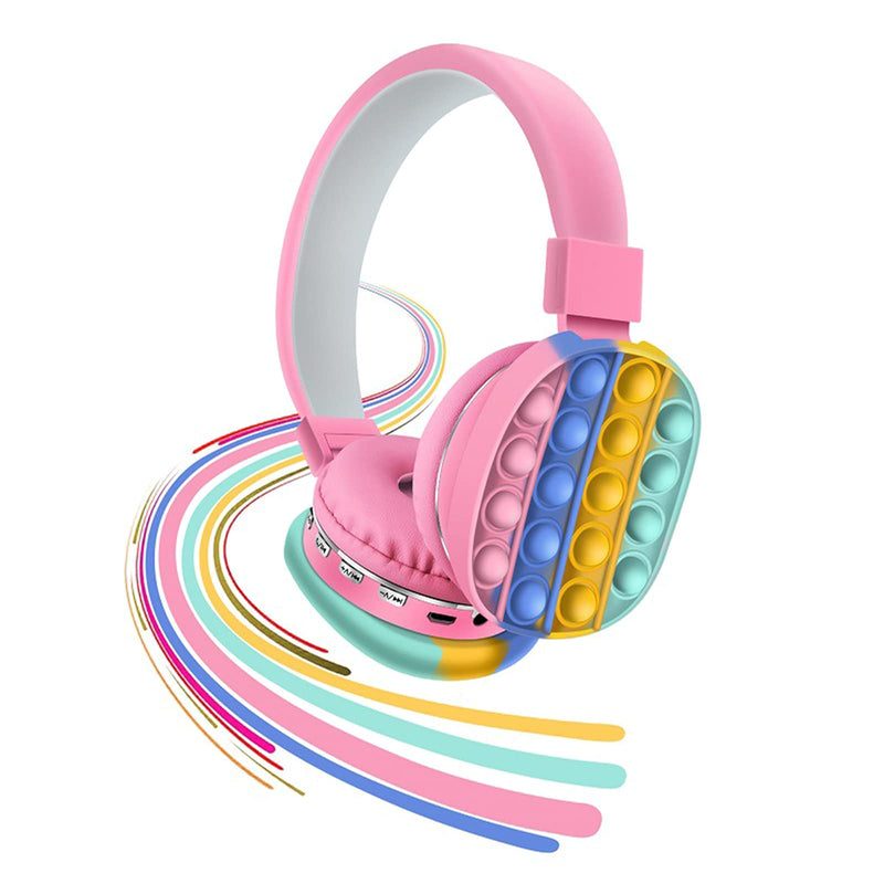  [AUSTRALIA] - Bluetooth On-Ear Headphone with Pop Bubbles, Silicone Push and Pop Fidget Toy Headphone Colorful Stereo Wireless Bluetooth Headset for Mobilephone Tablet PC (Pink) Pink
