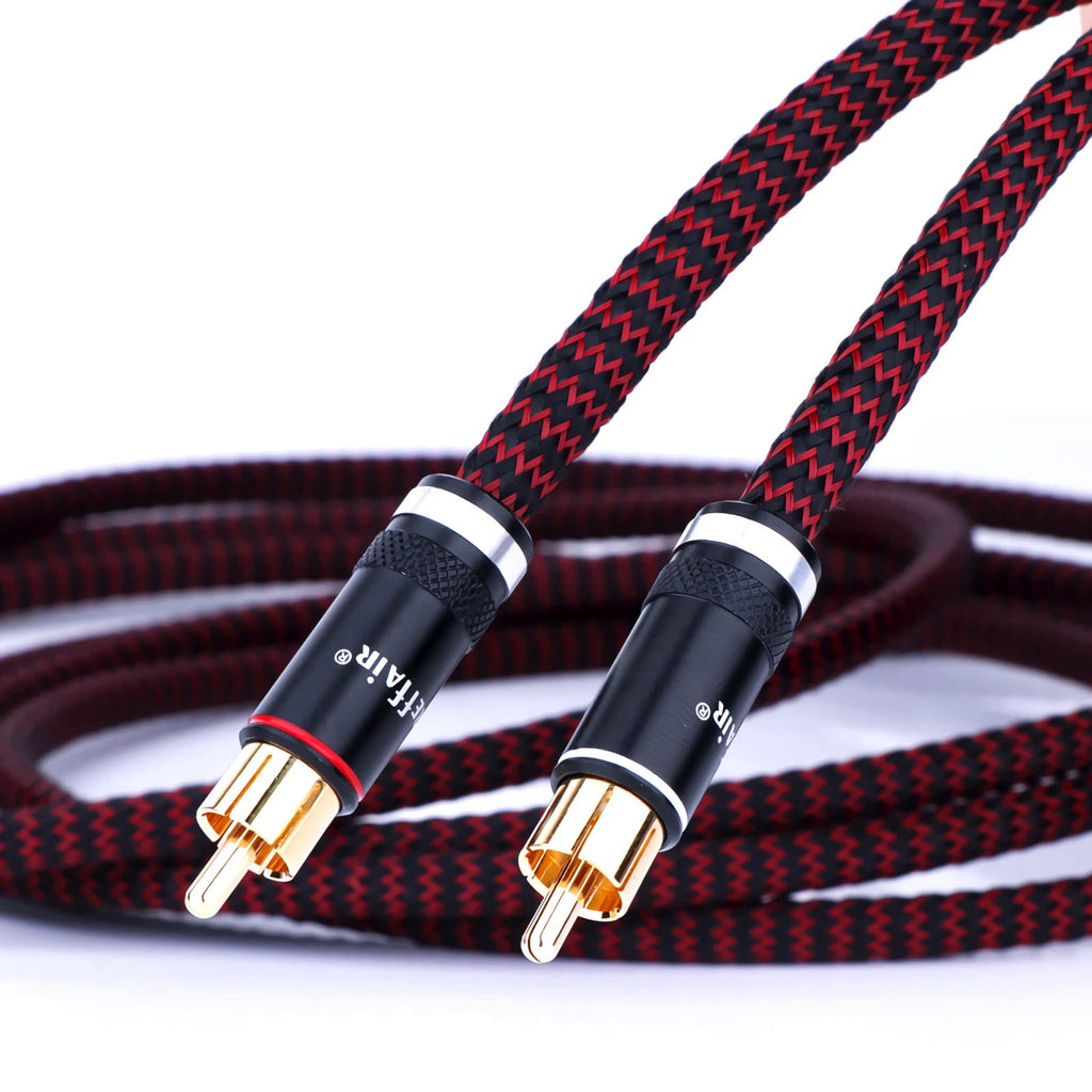  [AUSTRALIA] - 2PCS Audiophile HiFi Stereo RCA Cable, Pure Copper 2RCA Male to 2RCA Male Digital Coaxial Signal Cord, Double Nylon Braid Shielded Audio Interconnect Cable with 24K Gold Plated Plugs.(5 Feet / 1.5M) 5.0 Feet / 1.5M
