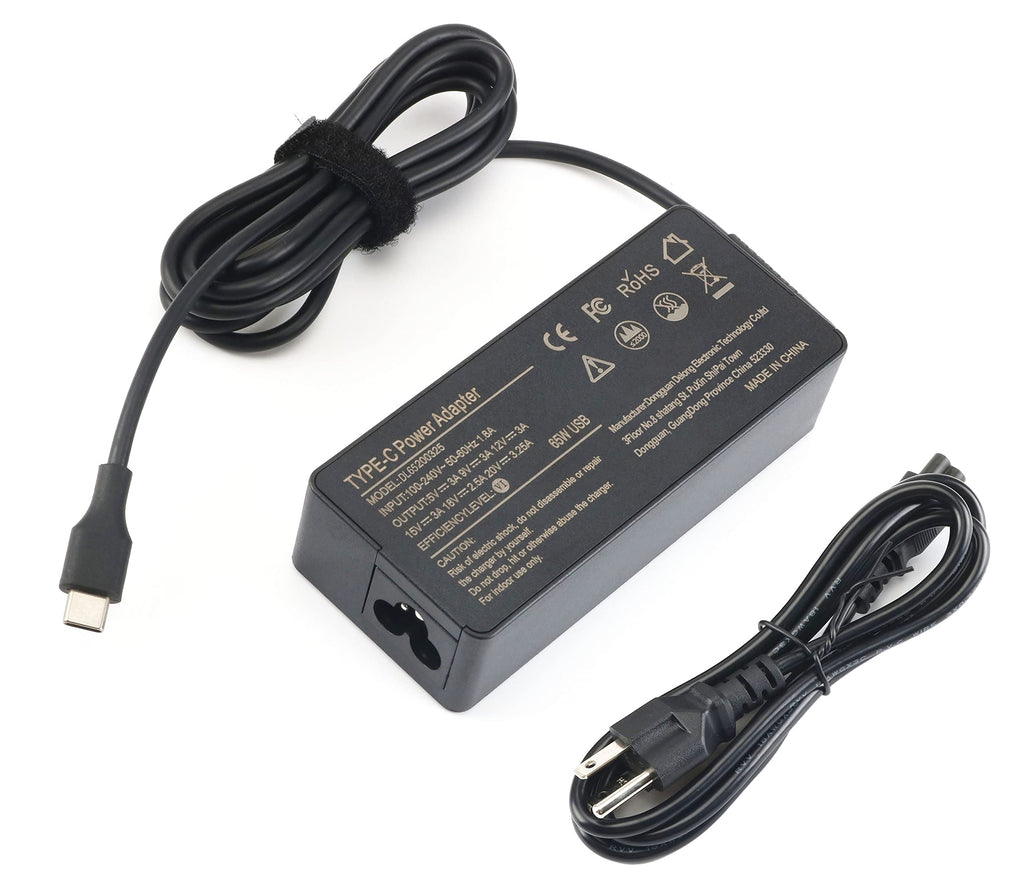  [AUSTRALIA] - Type-C 65W AC Charger Fit for Lenovo Thinkpad E14 E15 X13 L13 L14 L15 T14 T15 ThinkPad T480 T490 T495 T590 Yoga IdeaPad S540 C740 C940 Laptop Power Supply Adapter Cord