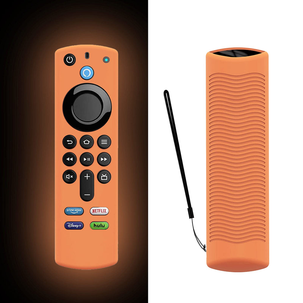  [AUSTRALIA] - Stick 4k Max Case for FireTV Stick 3rd Gen 2021 Glow in The Dark, Orange Alexa Voice TV Remote Protective Silicone Cover with Lanyard- LEFXMOPHY Glow Orange