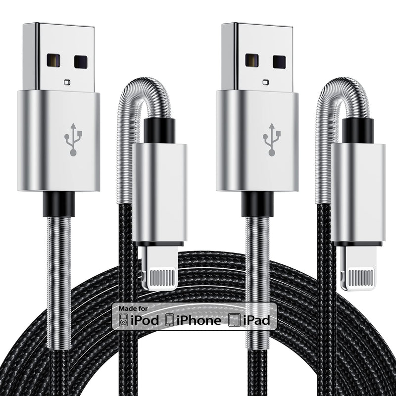  [AUSTRALIA] - 2Pack 10ft iPhone Charger Cable, [ Apple MFi Certified ] Long Lightning Cable 10 Foot, High Fast 10 Feet Apple iPhone Charging Cable Cord for Apple iPhone 13/12/11 Pro/11/XS MAX/XR/8/7/6s/6/5S/SE iPad Silver