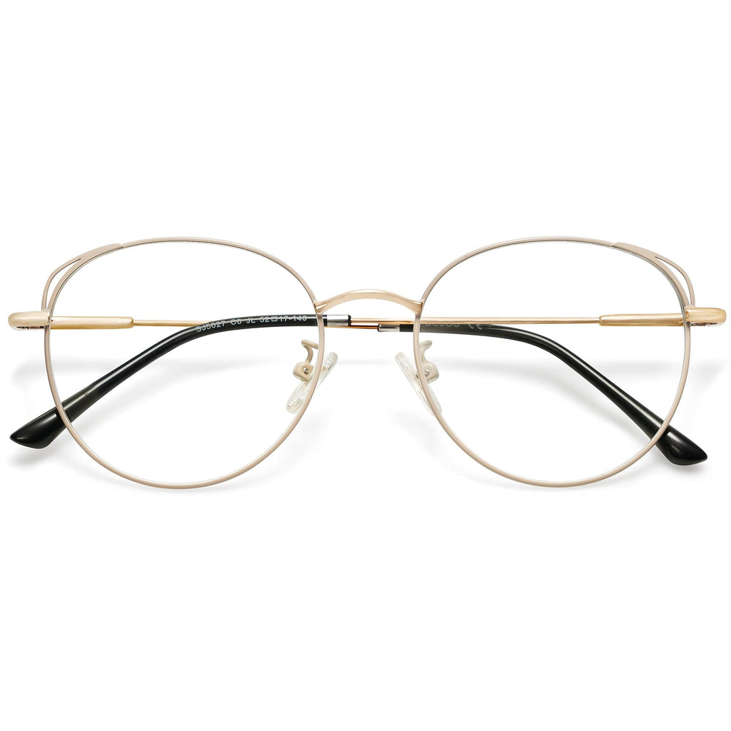  [AUSTRALIA] - SOJOS Cat Eye Blue Light Blocking Glasses Hipster Metal Frame Women Eyeglasses She Young Beige