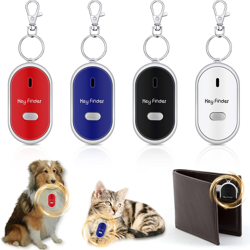  [AUSTRALIA] - 4 Pieces Key Finder KeyTag LED Light Remote Sound Control Lost Key Finder with 4 Pieces Keychains Key Locator Device Phone Keychain for Child Elderly Pet Luggage, 2.24 x 1.18 x 0.59 Inch