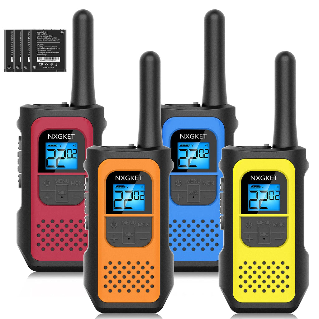  [AUSTRALIA] - Walkie Talkies, NXGKET Walkie Talkies for Adults Long Range 4 Pack, 22 Channels Two-Way Radios FRS VOX, Walky Talky Rechargeable with Li-ion Battery USB Charger Auto Squelch for Biking Camping Hiking