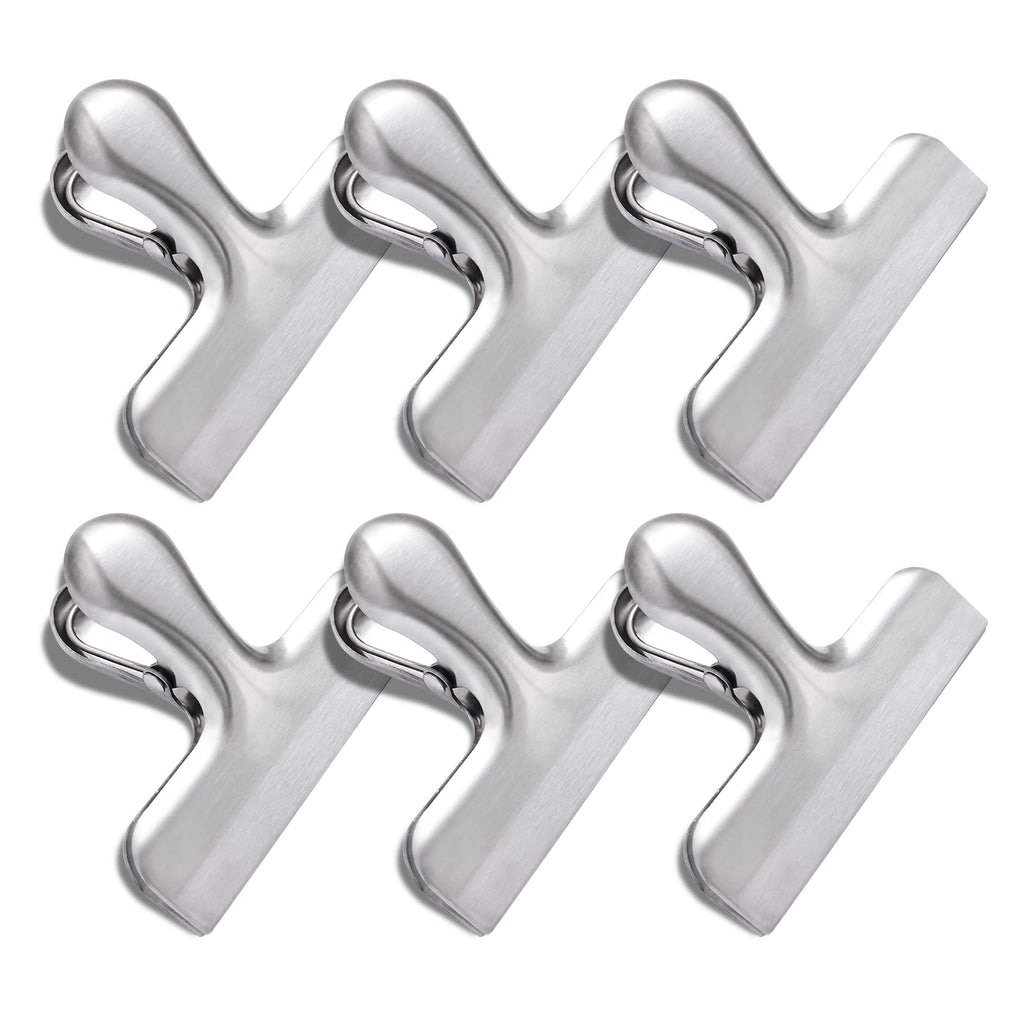  [AUSTRALIA] - 6 Pack Bag Clips, Stainless Steel Chip Clip, Chip Clips Bag Clips Food Clips, Bag Clips for Food, Heavy Duty Air Tight Seal Kitchen Clips Snack Clips Food Bag Clamp Clips