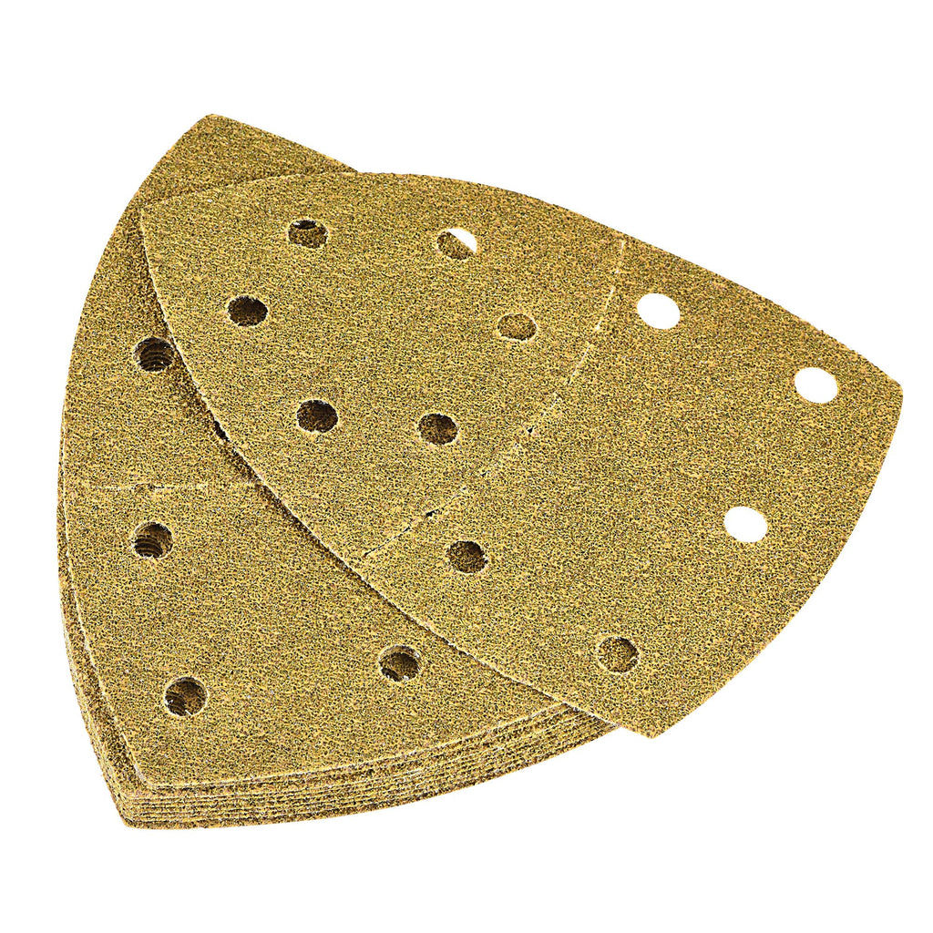  [AUSTRALIA] - uxcell 11 Holes Triangle Sandpaper 40 Grits (P40) Coarse Abrasive 6-Inch Aluminum Oxide Sanding Sheets Hook and Loop Backed 10pcs