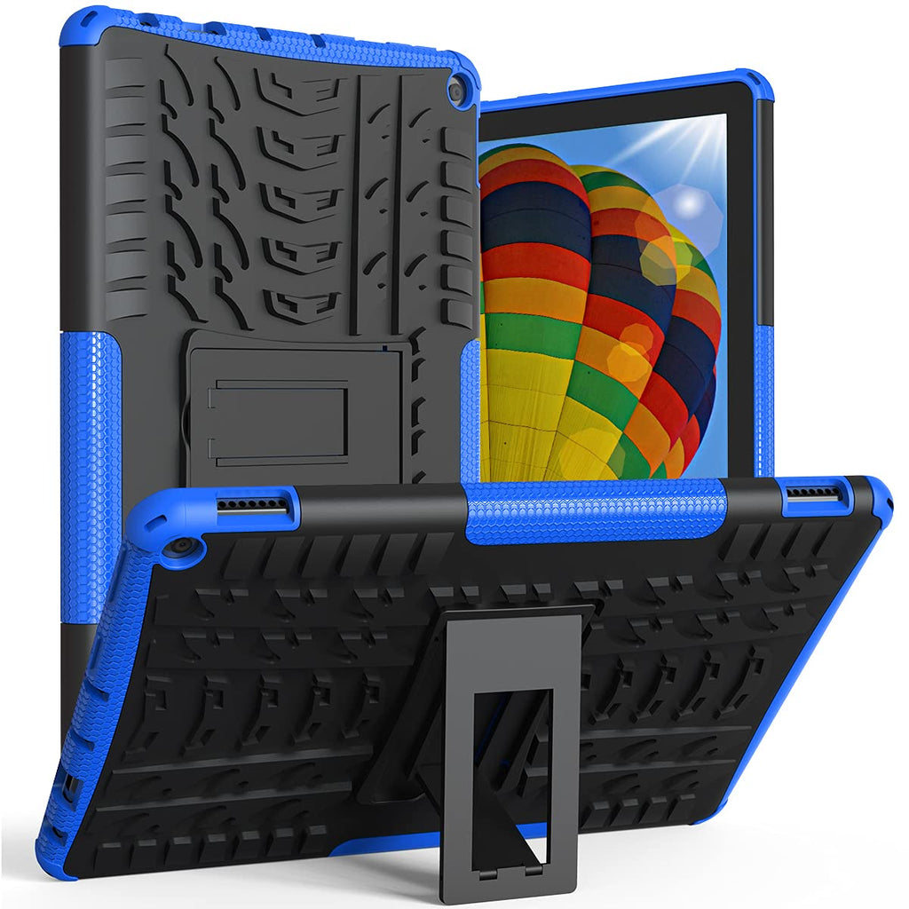 [AUSTRALIA] - ROISKIN for F i r e HD 10 Tablet Case 2021 Release, Heavy Duty Dual Layer Shockproof Impact Resistance Protective Case with Kickstand Compatible with Fire 10 Case & 10 Plus 11th Gen Not for iPad 10.1 Blue