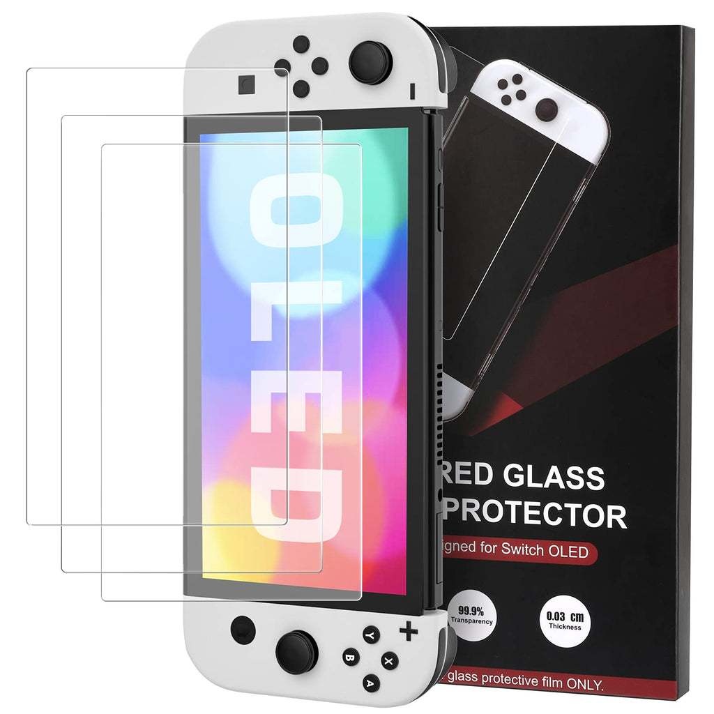  [AUSTRALIA] - MoKo Tempered Glass Screen Protector for Switch OLED Model 2021, 3 Pack Transparent HD Clear Screen Protector Film, Anti-Scratch, Bubble Free, Ultra-Thin Protective Film for Switch OLED Console