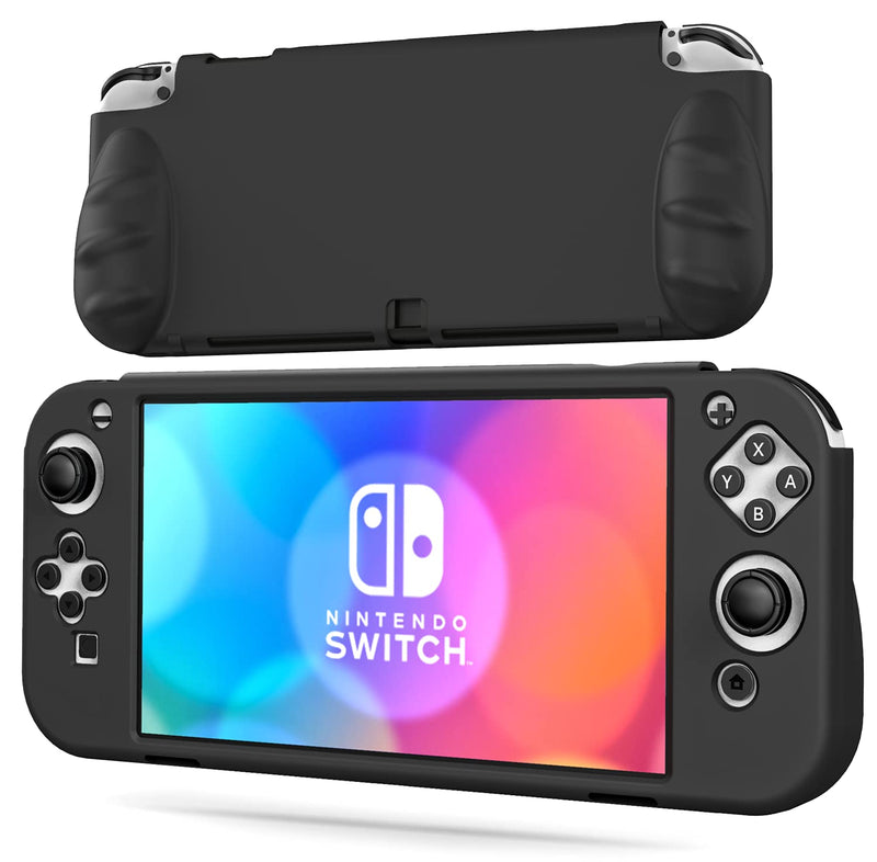  [AUSTRALIA] - OIVO Switch OLED Protective Silicone Case Compatible with Nintendo Switch OLED, Switch OLED Soft Protective Cover with 2 Game Slots for Switch OLED Console - Black