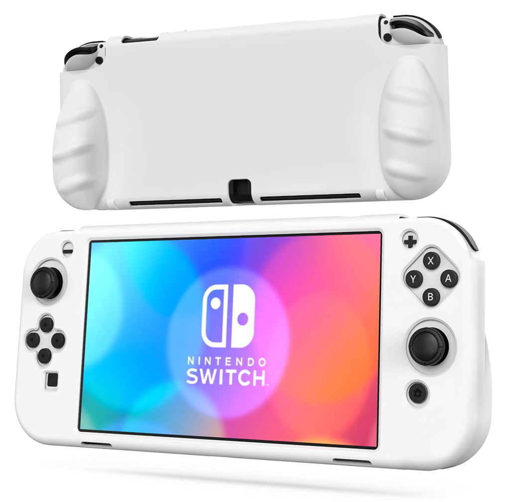  [AUSTRALIA] - OIVO Switch OLED Protective Silicone Case Compatible with Nintendo Switch OLED, Switch OLED Soft Protective Cover with 2 Game Slots for Switch OLED Console - White