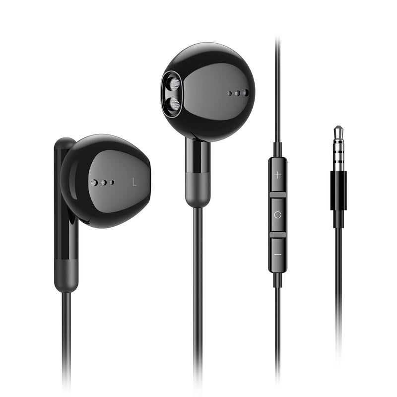  [AUSTRALIA] - Wired Earbuds with Microphone, Kimwood Earphones in-Ear Headphones HiFi Stereo, Powerful Bass and Crystal Clear Audio, 3.5mm Headphone for iPhone, iPad, Android Phones, MP3, Laptop, Computer (Black) Black
