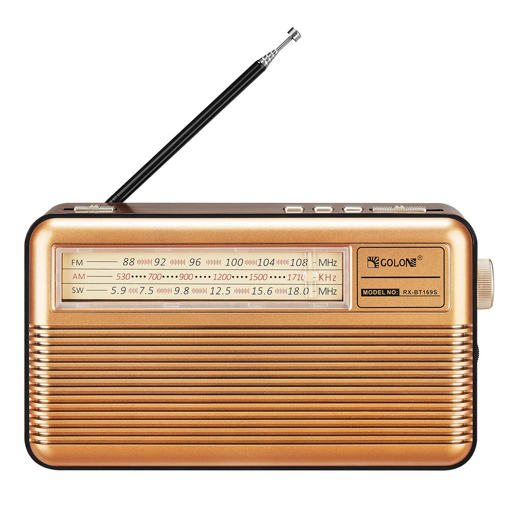  [AUSTRALIA] - Retro Radio AM FM Shortwave with Bluetooth Speaker, Battery Operated Vintage Radio with Flashlight, Portable Radio with Solar Panel/Aux/USB/TF Card/Input