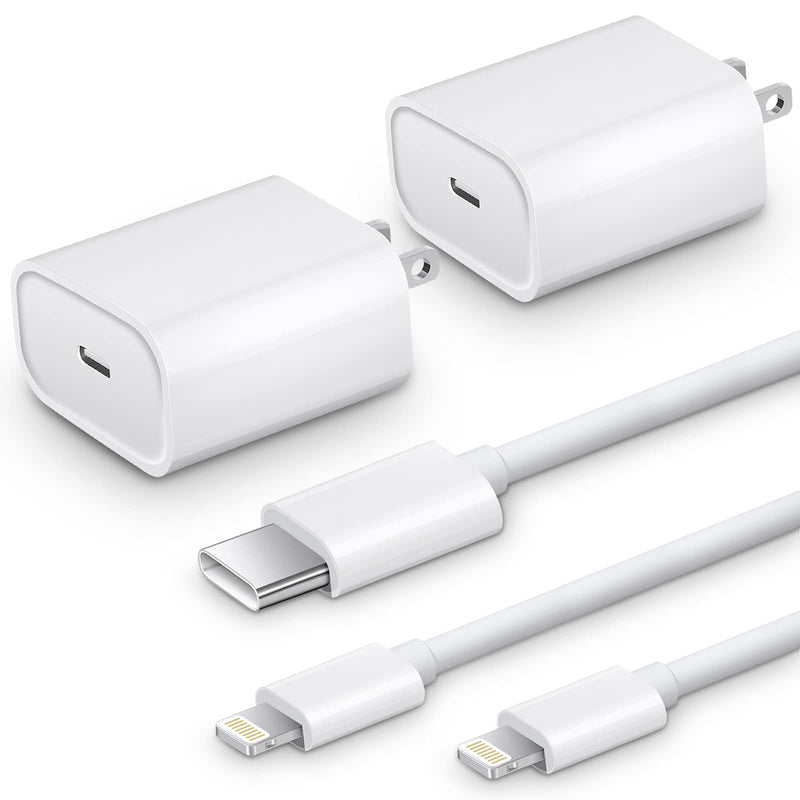  [AUSTRALIA] - [Apple MFi Certified] iPhone 12 Fast Charger, 2 Pack 20W PD Type C Power Wall Charger Plug with 2 Pack 6FT USB C to Lightning Cords for iPhone 13 Pro Max/13 Mini/12 Pro Max/12 Mini/11 Pro Max/XS MAX