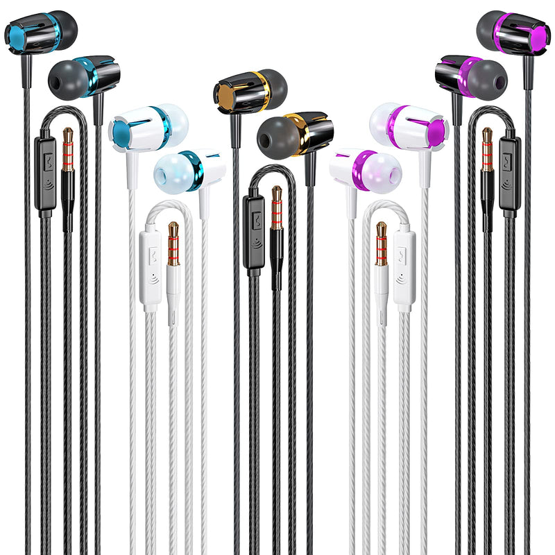  [AUSTRALIA] - Wired Earbuds 5 Pack, Earbuds Headphones with Microphone, Earphones with Heavy Bass Stereo Noise Blocking, Compatible with iPhone and Android Devices, iPad, MP3, Fits All 3.5mm Interface Devices Five Color