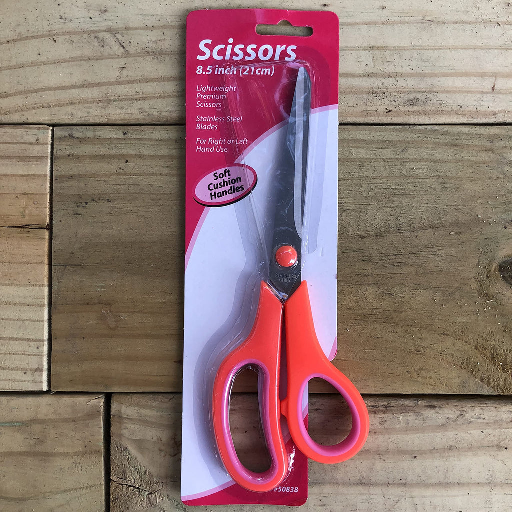  [AUSTRALIA] - 8.5 Inch Lightweight Premium Scissors with Stainless Steel Blades and Soft Cushion Handles (Bright Orange)