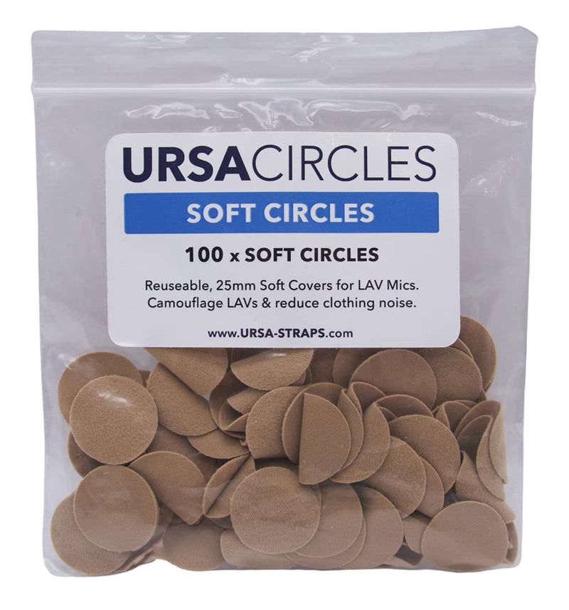  [AUSTRALIA] - URSA Soft Circles: Reusable Soft Covers Providing Wind Production and Camouflage for Lav Mics. 25mm. (100x Soft Circles, Beige) 100x Soft Circles