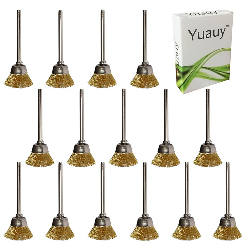  [AUSTRALIA] - Yuauy 15 pcs Brass Wire Brushes Bowl-shaped Wheels Polishing 1/2" Dia w/Shank 1/8" for Rotary Tools