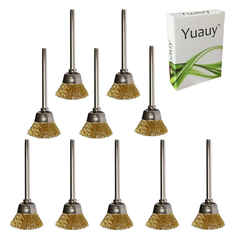  [AUSTRALIA] - Yuauy 10 pcs Brass Wire Brushes Bowl-shaped Wheels Polishing 1/2" Dia w/Shank 1/8" for Rotary Tools