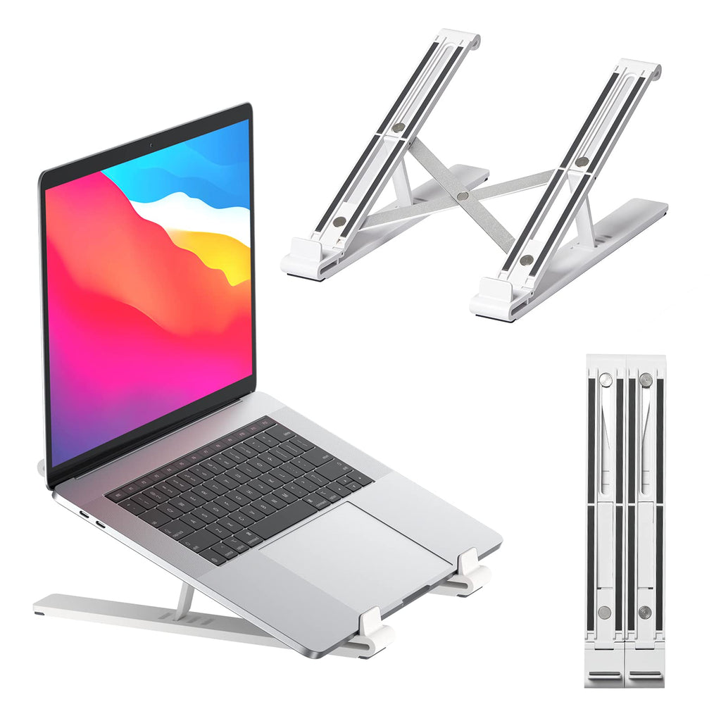  [AUSTRALIA] - Laptop Stand Portable, JSAUX Laptop Holder for Laptop, Adjustable and Foldable Computer Stand Compatible with MacBook Air Pro, iPad, Dell, Lenovo, HP, More 10-15.6” Laptops and Tablets (White)