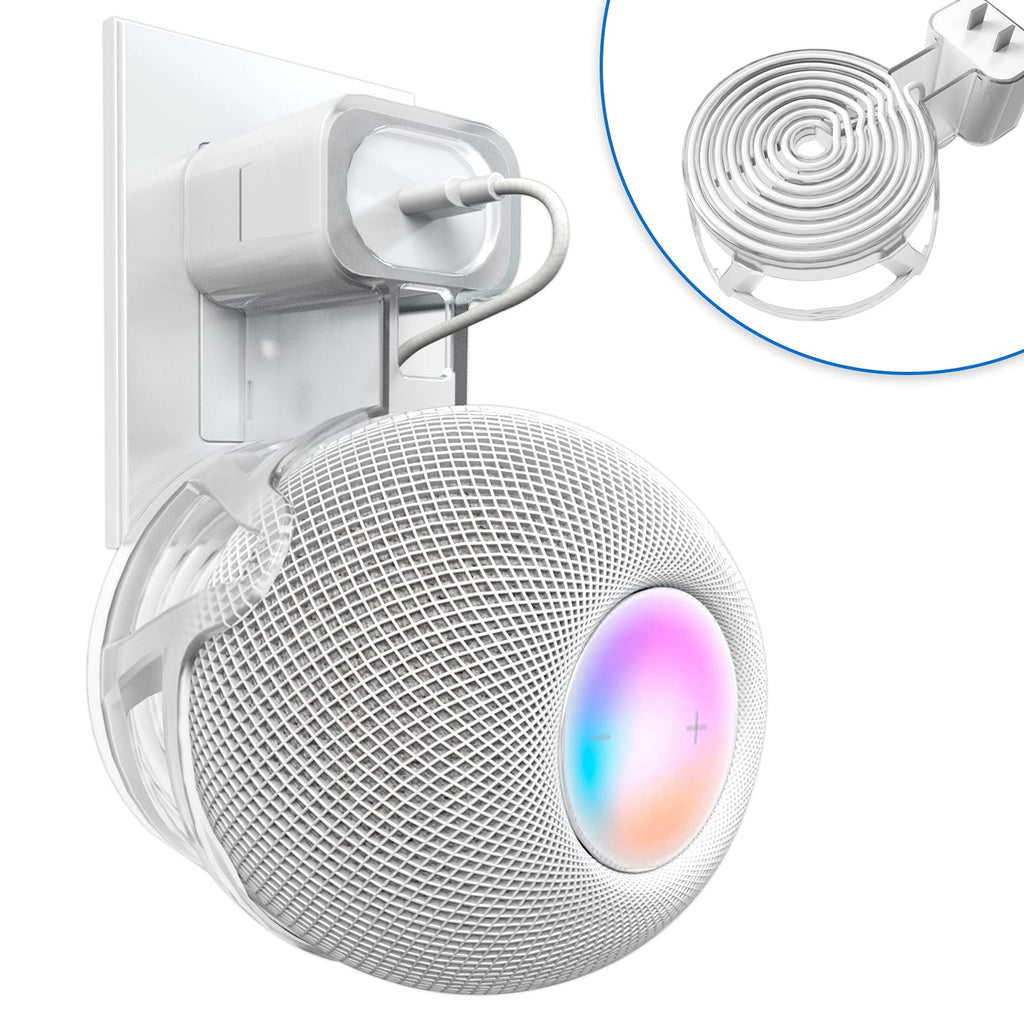  [AUSTRALIA] - CUHIOY Homepod Mini Wall Mount Holder, Homepod Mini Outlet Wall Mount Stand with Clear Hole-Free Design, No Drilling Holes, No Messy Wires, Perfect Homepod Mini Speaker Accessories (Clear, 1 Pack) Transparent
