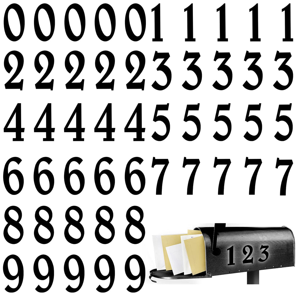  [AUSTRALIA] - Zonon 60 Pieces Reflective Mailbox Numbers Stickers Vinyl Self Adhesive Numbers Stickers Decals Waterproof Address Numbers 0-9 Stickers for Window Signs Doors Cars House (2 Inch, Black) 2 Inch