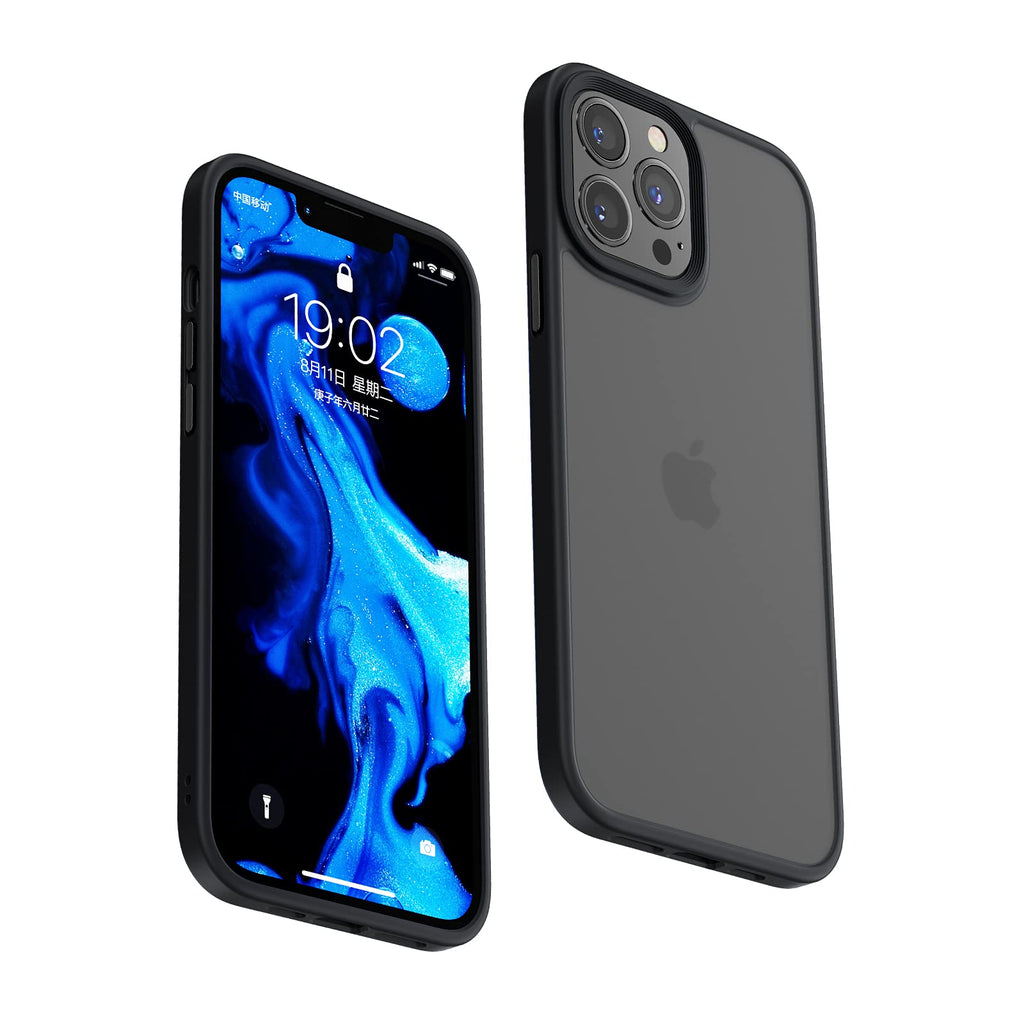  [AUSTRALIA] - Compatible for iPhone 13 Matte Case,Translucent Hard PC Back with Soft Silicone Edge,Anti-Scratch Shockproof Airbags Protection for iPhone 13 Case 6.1'',Black Black