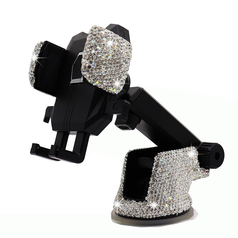  [AUSTRALIA] - LYCARESUN Bling Car Phone Holder, Shiny Crystal Rhinestone Phone Mount Stand for Women and Girls Gifts, Bling Car Accessories for Windshield Dashboard, Compatible for iPhone and Most Cellphones white
