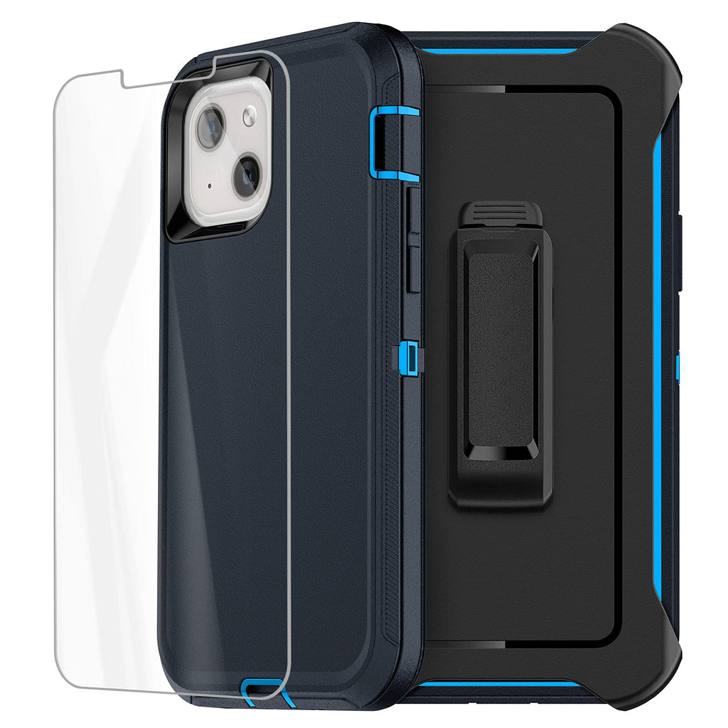  [AUSTRALIA] - AICase for iPhone 13 Case with Belt-Clip Holster, Screen Protector, Heavy Duty Protective Phone Case, Military Grade Full Body Protection Shockproof/Dustproof/Drop Proof Rugged Cover (Admiral Blue) Admiral Blue/royal Blue